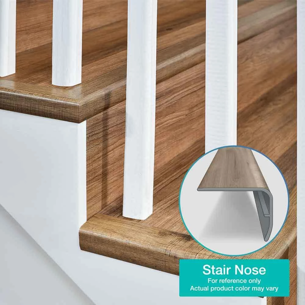 Alabaster 1.32 in. Thick x 1.88 in. Wide x 78.7 in. Length Vinyl Stair Nose Molding by PERFORMANCE ACCESSORIES 2 Alabaster 1.32 in. Thick x 1.88 in. Wide x 78.7 in. Length Vinyl Stair Nose Molding by PERFORMANCE ACCESSORIES - Image 2