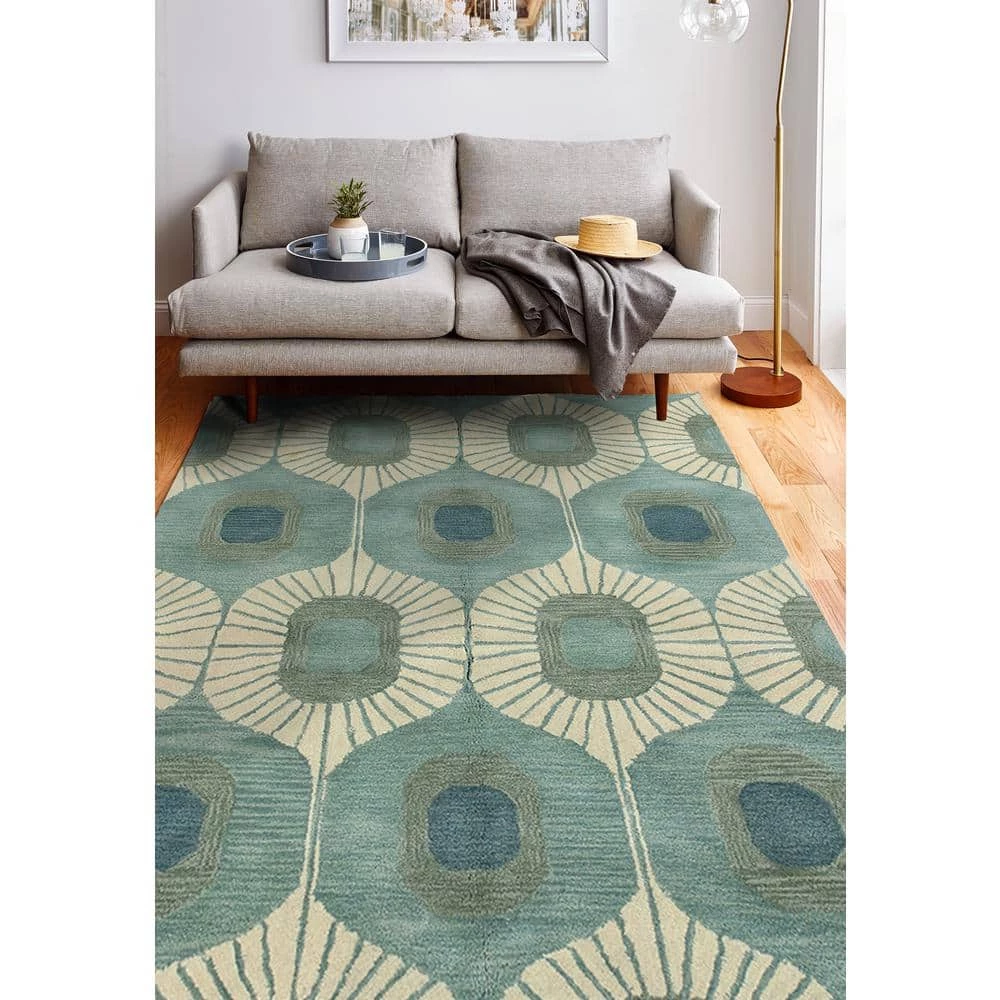 Chelsea Aqua 8 ft. x 10 ft. (7'6" x 9'6") Geometric Contemporary Area Rug by BASHIAN 4 Chelsea Aqua 8 ft. x 10 ft. (7'6" x 9'6") Geometric Contemporary Area Rug by BASHIAN - Image 4