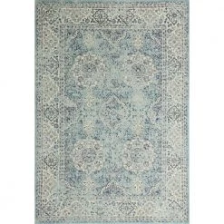 Everek Aqua 9 ft. x 12 ft. (8'6" x 11'6") Floral Transitional Area Rug by BASHIAN