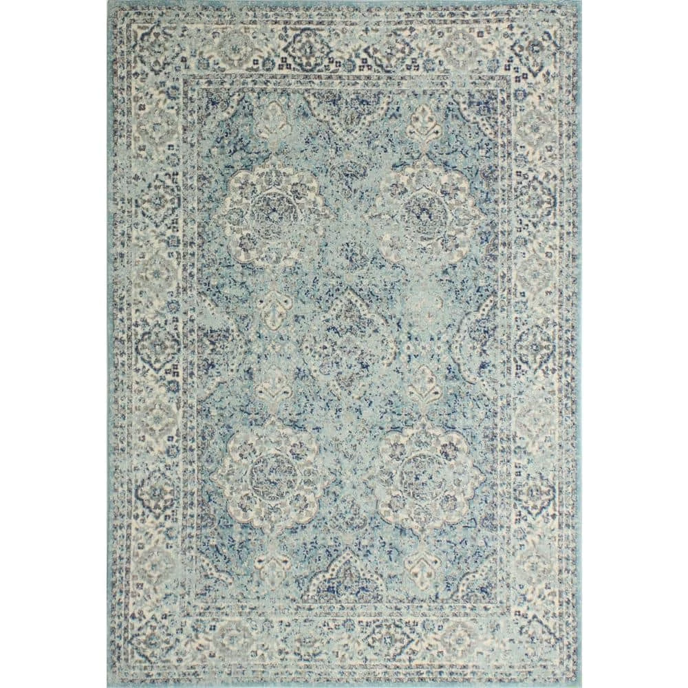 Everek Aqua 9 ft. x 12 ft. (8'6" x 11'6") Floral Transitional Area Rug by BASHIAN 1 Everek Aqua 9 ft. x 12 ft. (8'6" x 11'6") Floral Transitional Area Rug by BASHIAN
