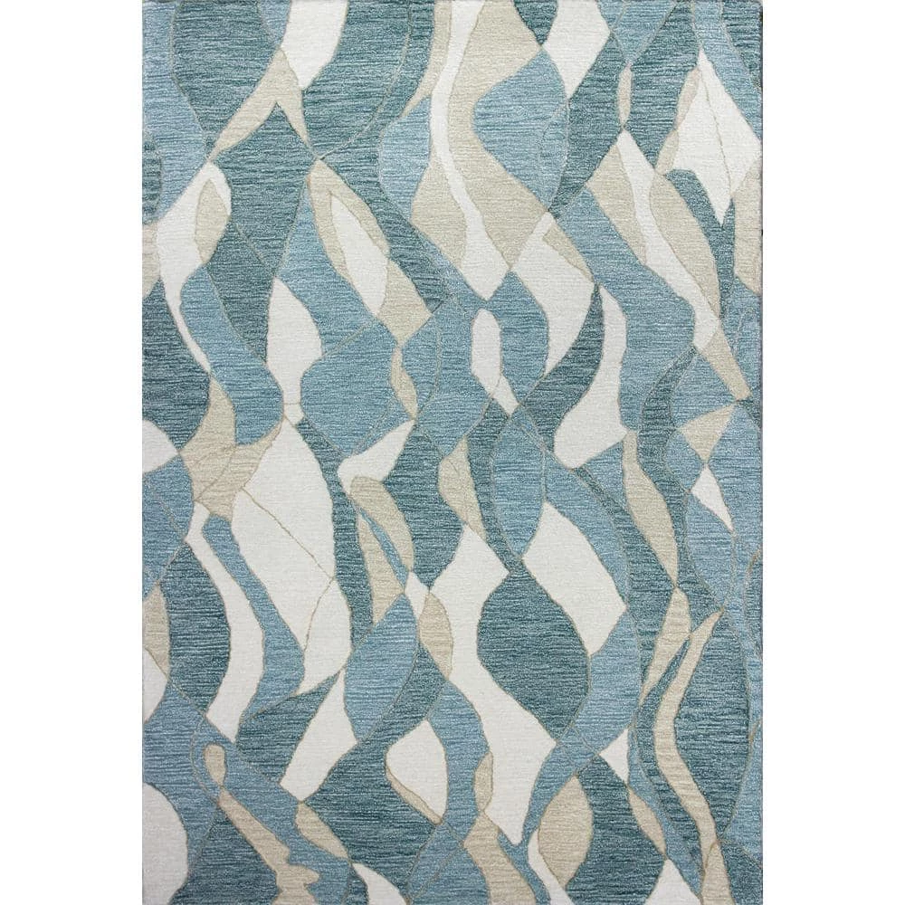 Greenwich Aqua 9 ft. x 12 ft. (8'6" x 11'6") Abstract Contemporary Area Rug by BASHIAN 1 Greenwich Aqua 9 ft. x 12 ft. (8'6" x 11'6") Abstract Contemporary Area Rug by BASHIAN