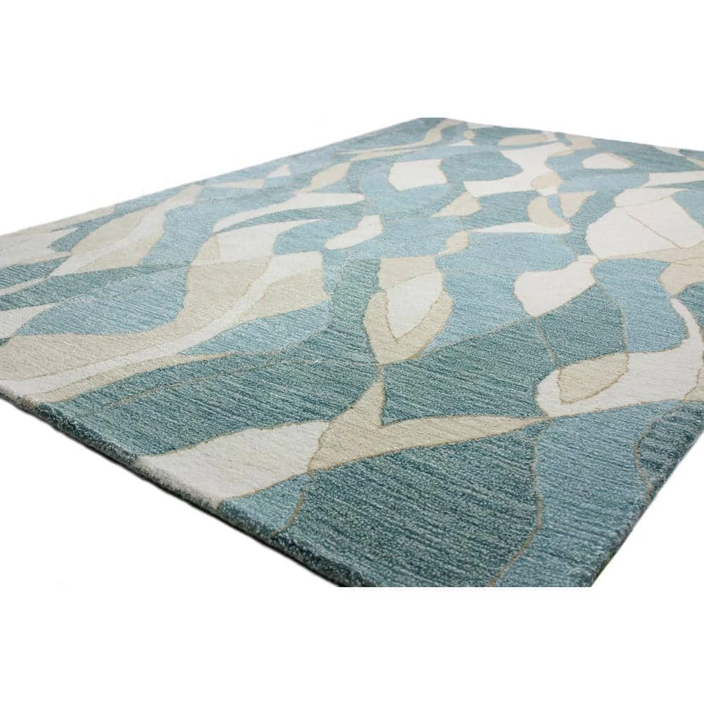 Greenwich Aqua 9 ft. x 12 ft. (8'6" x 11'6") Abstract Contemporary Area Rug by BASHIAN 2 Greenwich Aqua 9 ft. x 12 ft. (8'6" x 11'6") Abstract Contemporary Area Rug by BASHIAN - Image 2