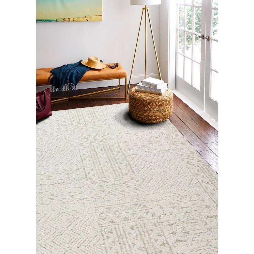 Verona Beige 9 ft. x 12 ft. (8'6" x 11'6") Geometric Transitional Area Rug by BASHIAN 4 Verona Beige 9 ft. x 12 ft. (8'6" x 11'6") Geometric Transitional Area Rug by BASHIAN - Image 4