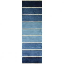 Contempo Blue 3 ft. x 8 ft. (2'6" x 8') Striped Contemporary Runner by BASHIAN