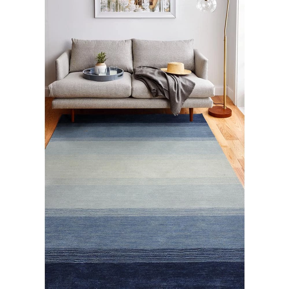 Contempo Blue 8 ft. x 10 ft. (7'6" x 9'6") Striped Contemporary Area Rug by BASHIAN 2 Contempo Blue 8 ft. x 10 ft. (7'6" x 9'6") Striped Contemporary Area Rug by BASHIAN - Image 2