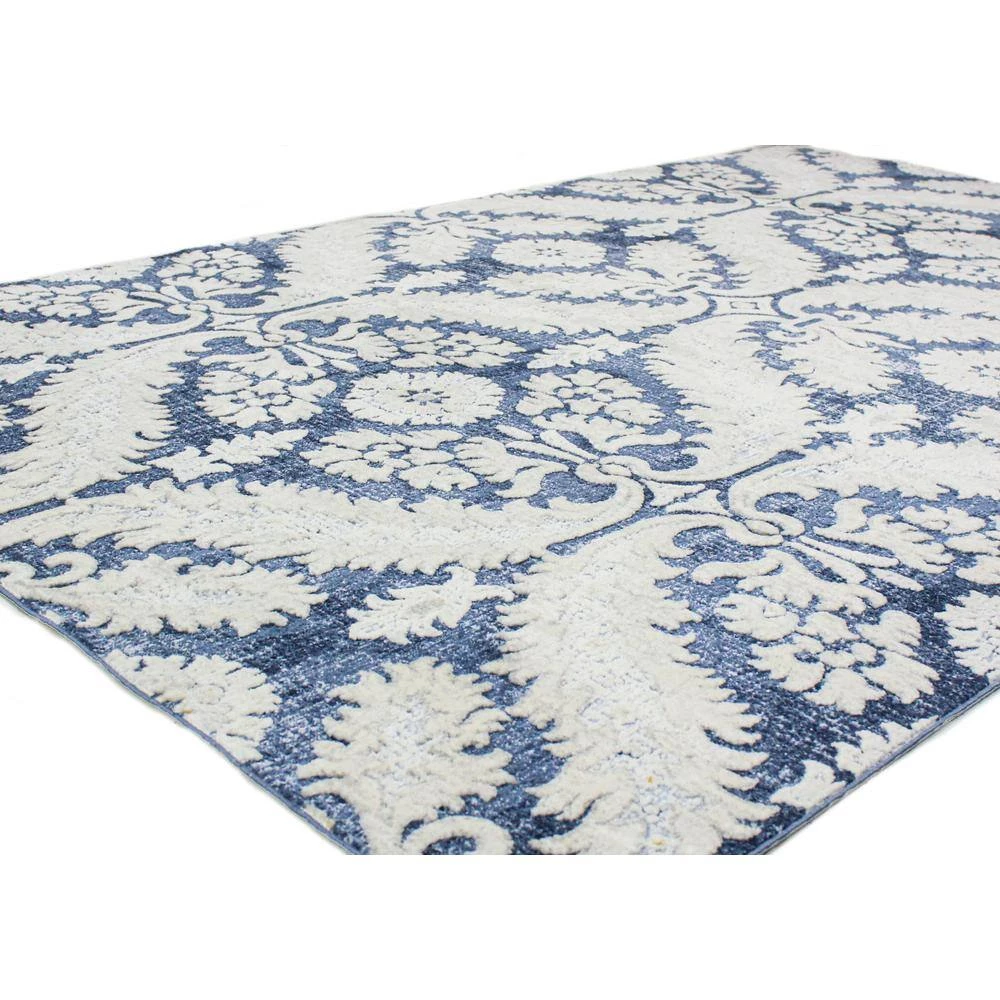 Sevilla Blue 4 ft. x 6 ft. (3 ft. 6 in. x 5 ft. 6 in.) Floral Transitional Accent Area Rug by BASHIAN 2 Sevilla Blue 4 ft. x 6 ft. (3 ft. 6 in. x 5 ft. 6 in.) Floral Transitional Accent Area Rug by BASHIAN - Image 2