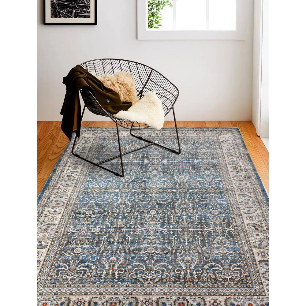 Century Blue 9 ft. x 12 ft. (8'6" x 11'6") Floral Transitional Area Rug by BASHIAN 6 Century Blue 9 ft. x 12 ft. (8'6" x 11'6") Floral Transitional Area Rug by BASHIAN - Image 6