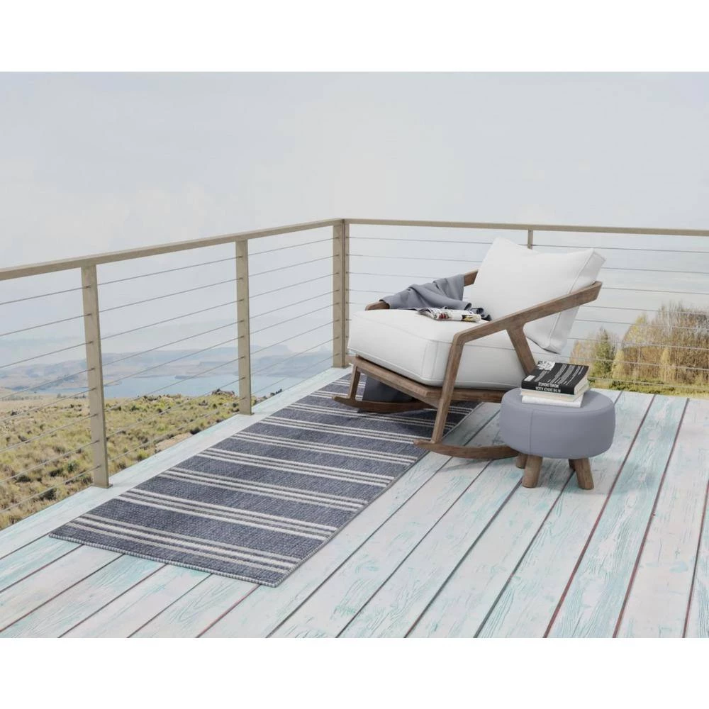 Lanai Blue/Grey 5 ft. x 8 ft. (5 ft. x 7 ft. 6 in.) Geometric Transitional Indoor/Outdoor Area Rug by BASHIAN 6 Lanai Blue/Grey 5 ft. x 8 ft. (5 ft. x 7 ft. 6 in.) Geometric Transitional Indoor/Outdoor Area Rug by BASHIAN - Image 6