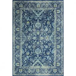 Everek Dk. Blue 4 ft. x 6 ft. (3'6" x 5'6") Floral Transitional Accent Rug by BASHIAN