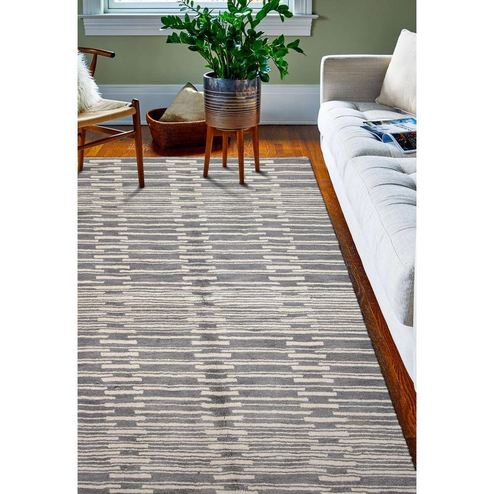 Chelsea Grey 5 ft. x 8 ft. (5' x 7'6") Striped Contemporary Area Rug by BASHIAN 4 Chelsea Grey 5 ft. x 8 ft. (5' x 7'6") Striped Contemporary Area Rug by BASHIAN - Image 4
