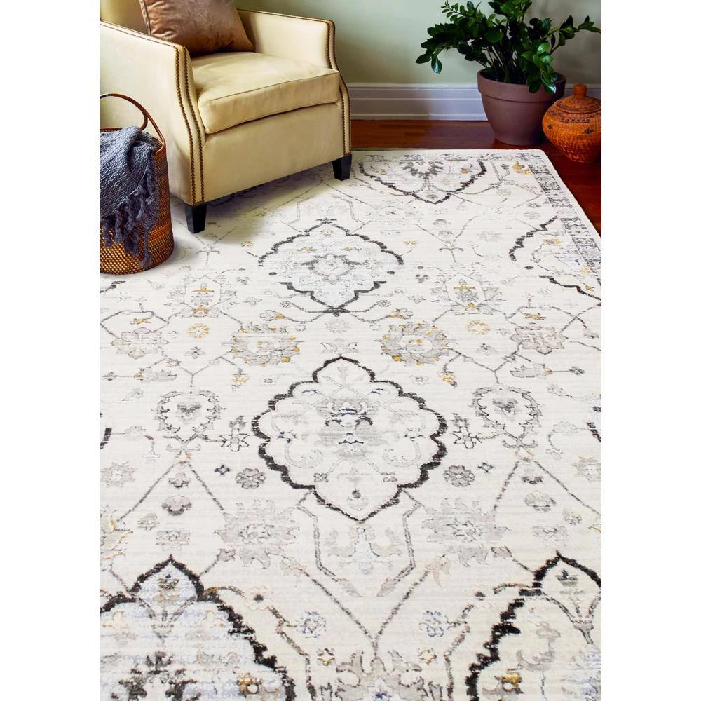 Sevilla Ivory 9 ft. x 12 ft. (8 ft. 6 in. x 11 ft. 6 in.) Floral Transitional Area Rug by BASHIAN 6 Sevilla Ivory 9 ft. x 12 ft. (8 ft. 6 in. x 11 ft. 6 in.) Floral Transitional Area Rug by BASHIAN - Image 6