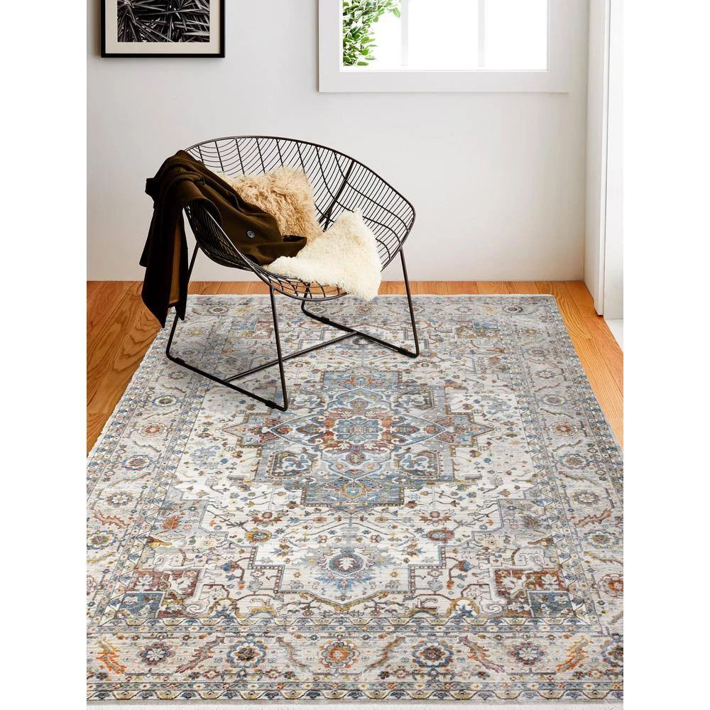 Century Ivory 4 ft. x 6 ft. (3'6" x 5'6") Geometric Transitional Accent Rug by BASHIAN 6 Century Ivory 4 ft. x 6 ft. (3'6" x 5'6") Geometric Transitional Accent Rug by BASHIAN - Image 6