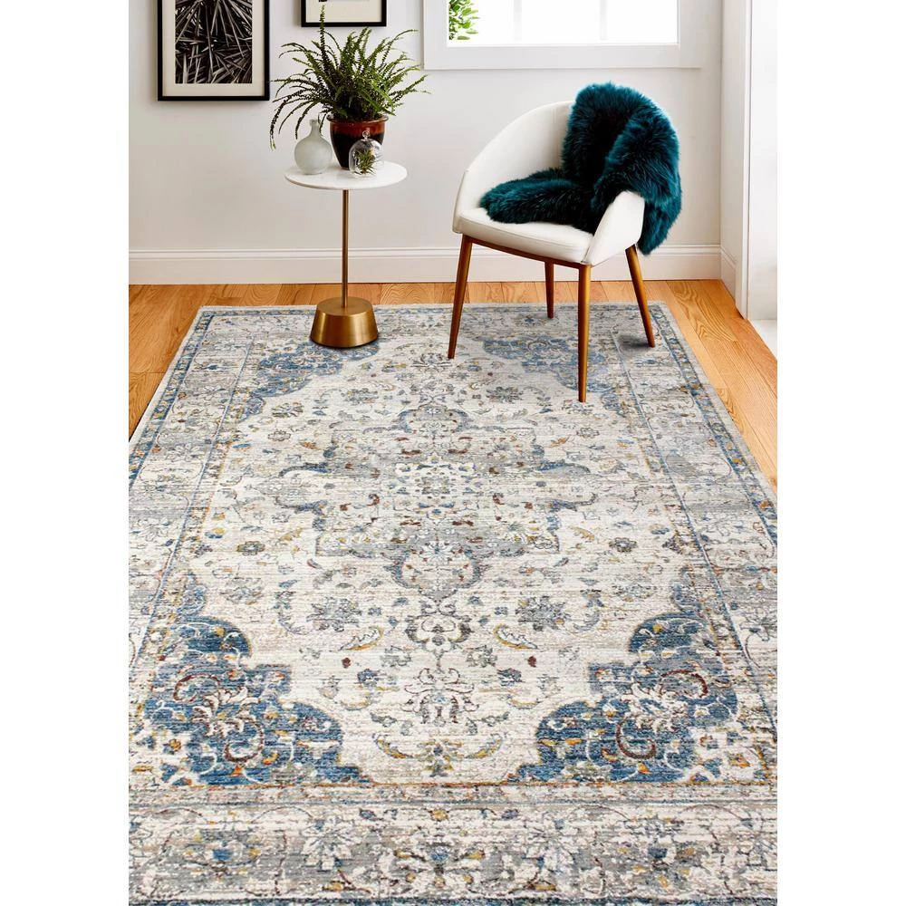 Century Ivory 8 ft. x 10 ft. (7'9" x 9'9") Floral Transitional Area Rug by BASHIAN 6 Century Ivory 8 ft. x 10 ft. (7'9" x 9'9") Floral Transitional Area Rug by BASHIAN - Image 6