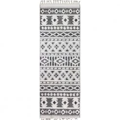 Navajo Ivory/Black 3 ft. x 8 ft. (2'6" x 8') Geometric Contemporary Runner Rug by BASHIAN
