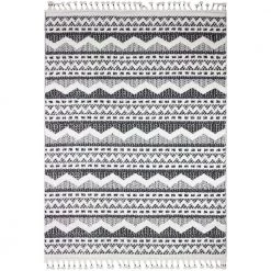 Navajo Ivory/Black 4 ft. x 6 ft. (3'6" x 5'6") Geometric Contemporary Accent Rug by BASHIAN