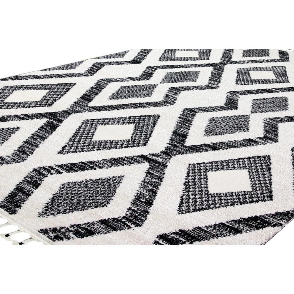 Navajo Ivory/Black 9 ft. x 12 ft. (8'6" x 11'6") Geometric Contemporary Area Rug by BASHIAN 4 Navajo Ivory/Black 9 ft. x 12 ft. (8'6" x 11'6") Geometric Contemporary Area Rug by BASHIAN - Image 4
