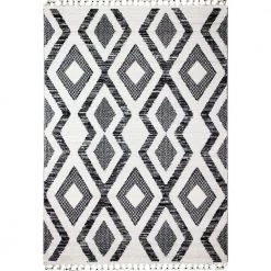 Navajo Ivory/Black 9 ft. x 12 ft. (8'6" x 11'6") Geometric Contemporary Area Rug by BASHIAN