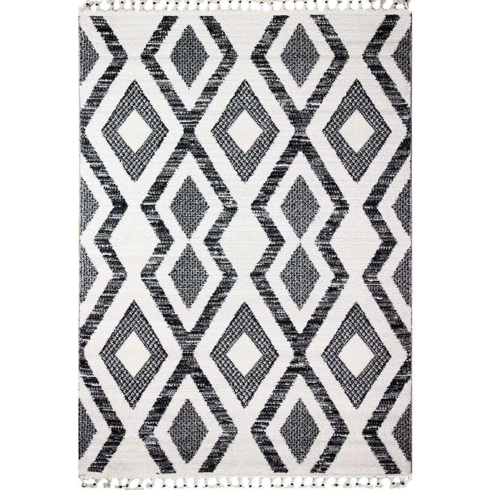 Navajo Ivory/Black 9 ft. x 12 ft. (8'6" x 11'6") Geometric Contemporary Area Rug by BASHIAN 1 Navajo Ivory/Black 9 ft. x 12 ft. (8'6" x 11'6") Geometric Contemporary Area Rug by BASHIAN