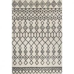 Chelsea Ivory/Black 10 ft. x 14 ft. (9'6" x 13'6") Moroccan Contemporary Area Rug by BASHIAN