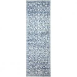 Everek Ivory/Blue 3 ft. x 8 ft. (2'6" x 8') Geometric Transitional Runner by BASHIAN