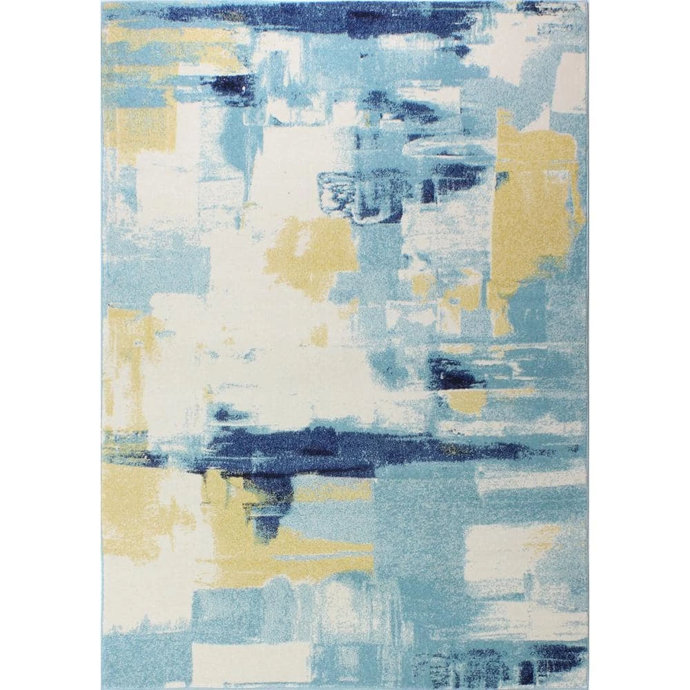 Everek Ivory/Blue 8 ft. x 10 ft. (7'6" x 9'6") Abstract Contemporary Area Rug by BASHIAN 1 Everek Ivory/Blue 8 ft. x 10 ft. (7'6" x 9'6") Abstract Contemporary Area Rug by BASHIAN