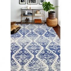 Mayfair Ivory/Blue 4 ft. x 6 ft. (3'6" x 5'6") Geometric Transitional Accent Rug by BASHIAN -BASHIAN Shop ivory blue bashian area rugs 649652294698 31 1000