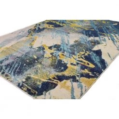 Everek Ivory/Blue 10 ft. x 14 ft. (9'6" x 13'6") Abstract Transitional Area Rug by BASHIAN 7 Everek Ivory/Blue 10 ft. x 14 ft. (9'6" x 13'6") Abstract Transitional Area Rug by BASHIAN -BASHIAN Shop ivory blue bashian area rugs 649652300573 31 1000