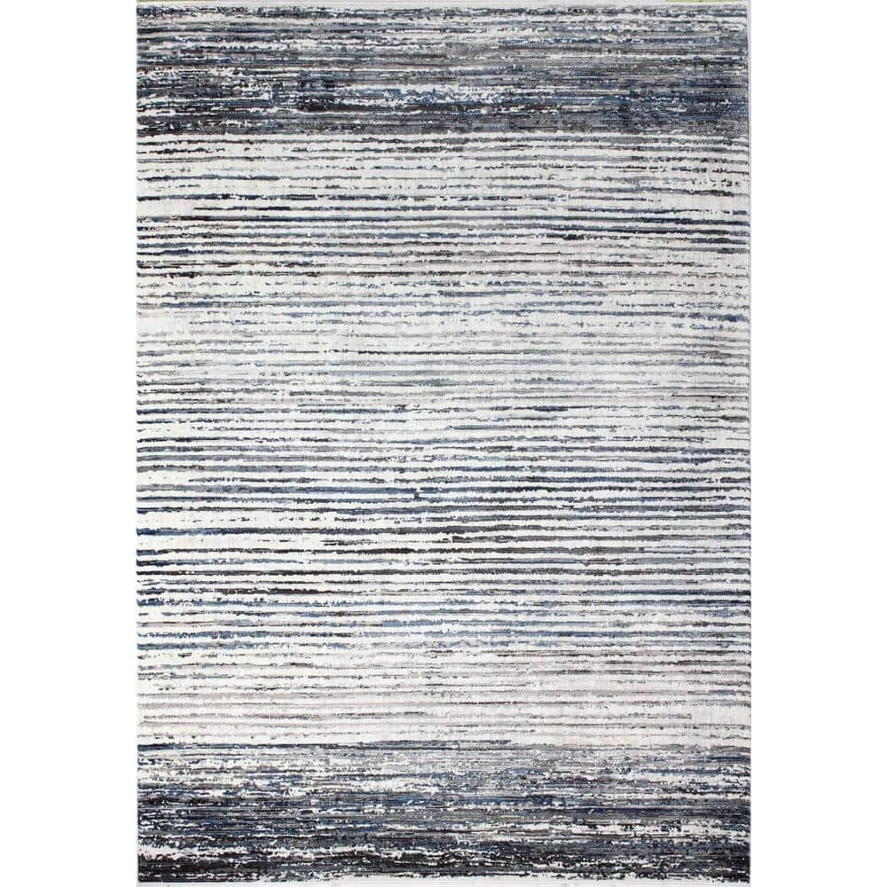 Cambridge Ivory/Blue 3 ft. x 8 ft. (2'6" x 8') Striped Contemporary Runner by BASHIAN 1 Cambridge Ivory/Blue 3 ft. x 8 ft. (2'6" x 8') Striped Contemporary Runner by BASHIAN