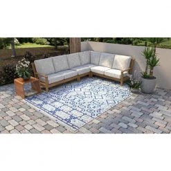Veranda Ivory/Blue 8.6 ft. x 11.6 ft. Geometric Transitional Area Rug by BASHIAN 11 Veranda Ivory/Blue 8.6 ft. x 11.6 ft. Geometric Transitional Area Rug by BASHIAN -BASHIAN Shop ivory blue bashian outdoor rugs 649652304533 31 1000