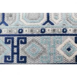 Veranda Ivory/Blue 8.6 ft. x 11.6 ft. Geometric Transitional Area Rug by BASHIAN 9 Veranda Ivory/Blue 8.6 ft. x 11.6 ft. Geometric Transitional Area Rug by BASHIAN -BASHIAN Shop ivory blue bashian outdoor rugs 649652304533 4f 1000