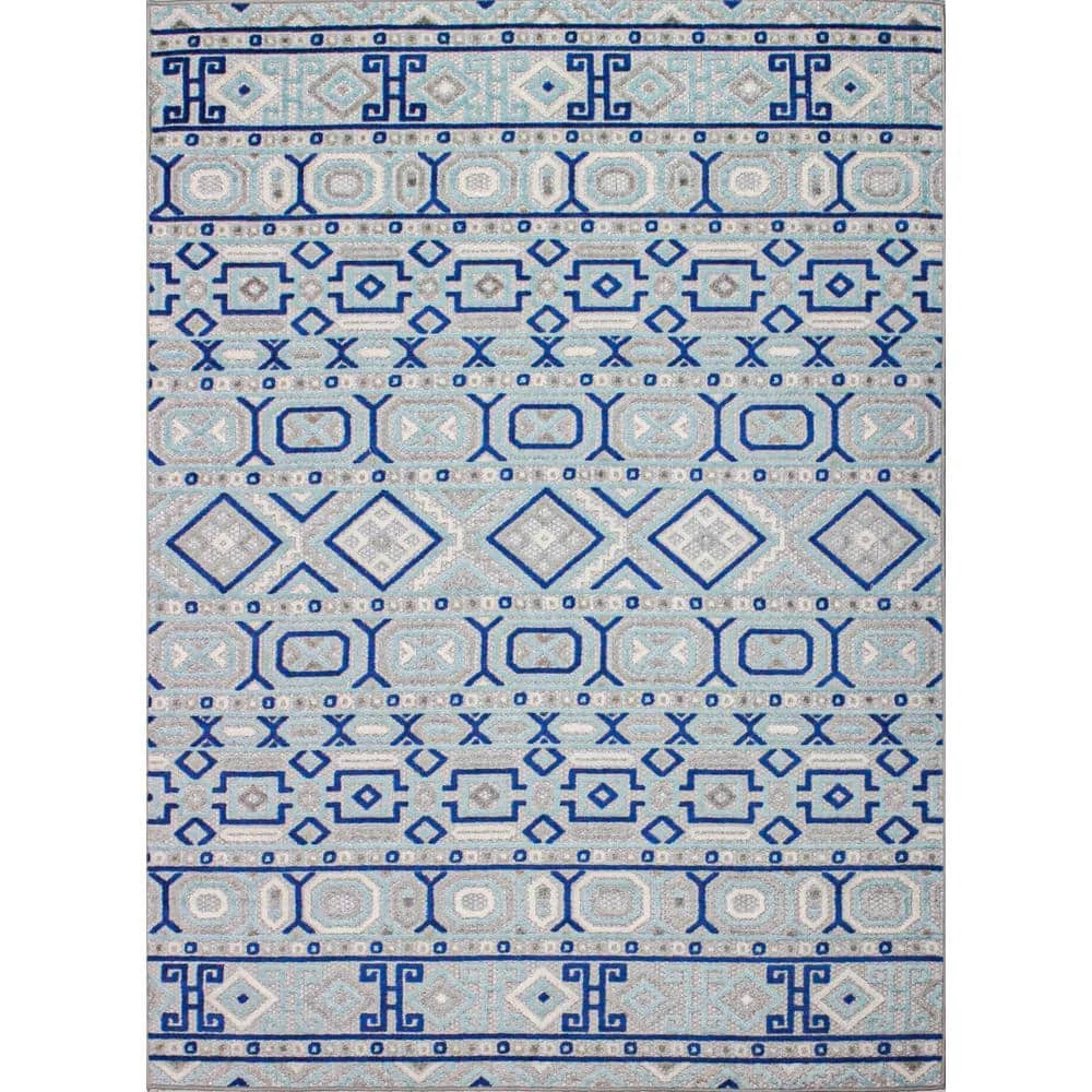 Veranda Ivory/Blue 8.6 ft. x 11.6 ft. Geometric Transitional Area Rug by BASHIAN 1 Veranda Ivory/Blue 8.6 ft. x 11.6 ft. Geometric Transitional Area Rug by BASHIAN
