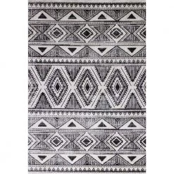 Tangier Ivory/Charcoal 8 ft. x 10 ft. (7 ft. 6 in. x 9 ft. 6 in.) Geometric Contemporary Area Rug by BASHIAN