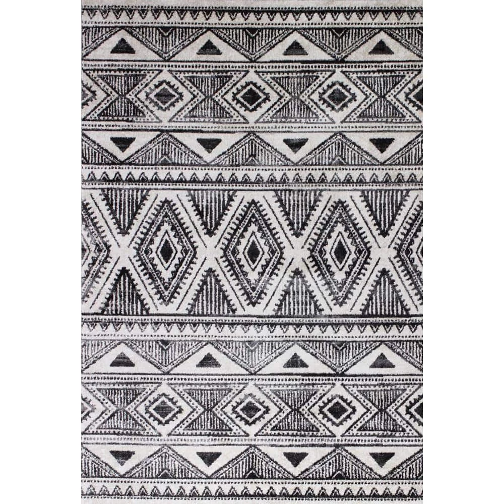 Tangier Ivory/Charcoal 8 ft. x 10 ft. (7 ft. 6 in. x 9 ft. 6 in.) Geometric Contemporary Area Rug by BASHIAN 1 Tangier Ivory/Charcoal 8 ft. x 10 ft. (7 ft. 6 in. x 9 ft. 6 in.) Geometric Contemporary Area Rug by BASHIAN