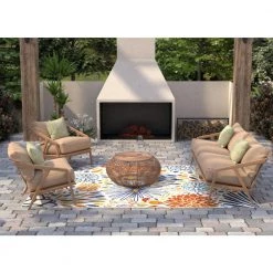 Veranda Ivory/Rust 5 ft. x 7.6 ft. Floral Transitional Area Rug by BASHIAN 11 Veranda Ivory/Rust 5 ft. x 7.6 ft. Floral Transitional Area Rug by BASHIAN -BASHIAN Shop ivory rust bashian outdoor rugs 649652304625 31 1000