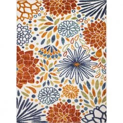 Veranda Ivory/Rust 5 ft. x 7.6 ft. Floral Transitional Area Rug by BASHIAN
