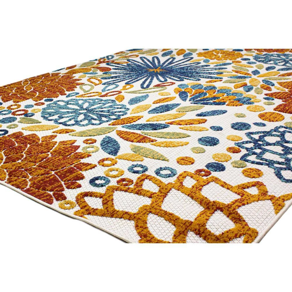 Veranda Ivory/Rust 5 ft. x 7.6 ft. Floral Transitional Area Rug by BASHIAN 2 Veranda Ivory/Rust 5 ft. x 7.6 ft. Floral Transitional Area Rug by BASHIAN - Image 2