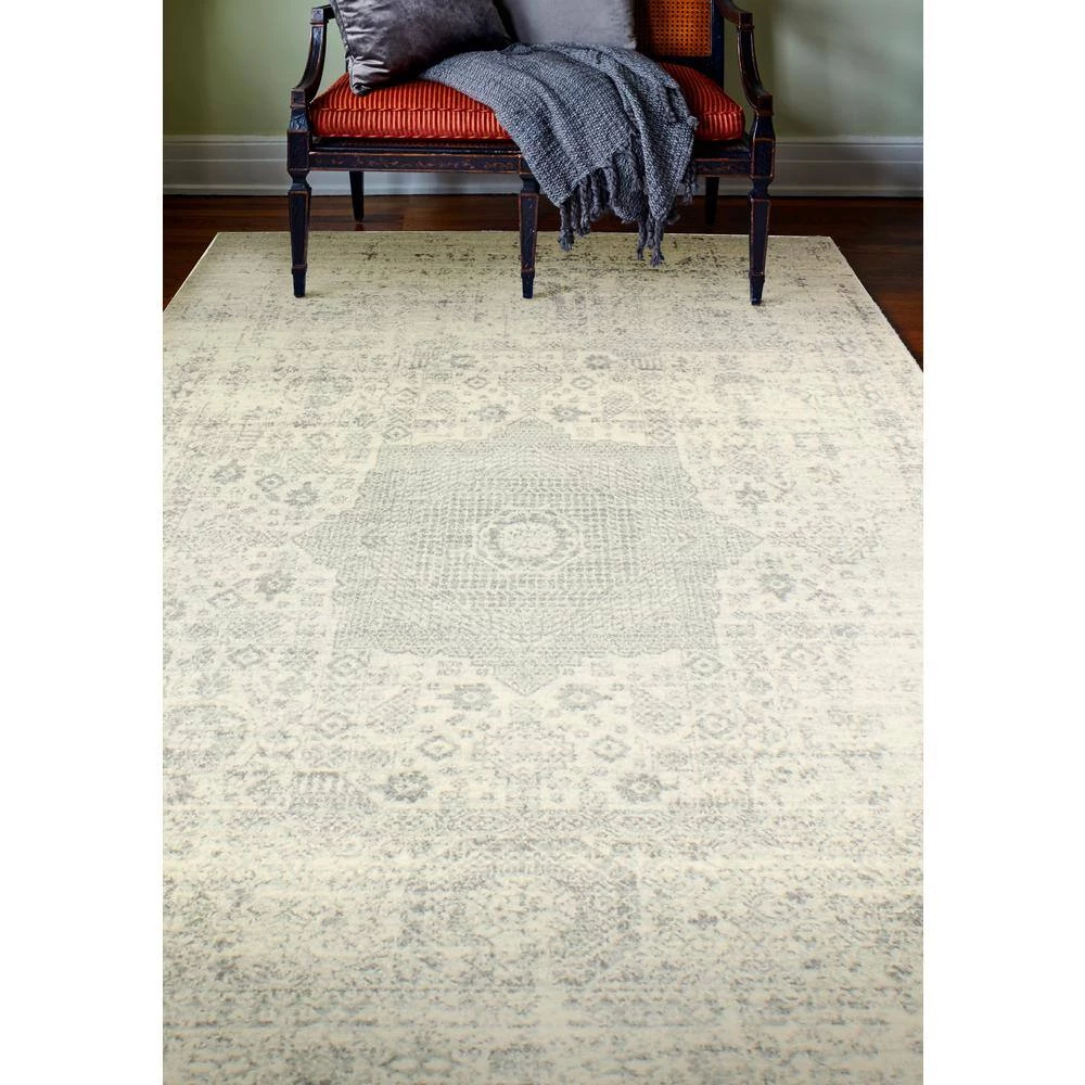 Everek Ivory/Silver 9 ft. x 12 ft. (8'6" x 11'6") Floral Transitional Area Rug by BASHIAN 2 Everek Ivory/Silver 9 ft. x 12 ft. (8'6" x 11'6") Floral Transitional Area Rug by BASHIAN - Image 2