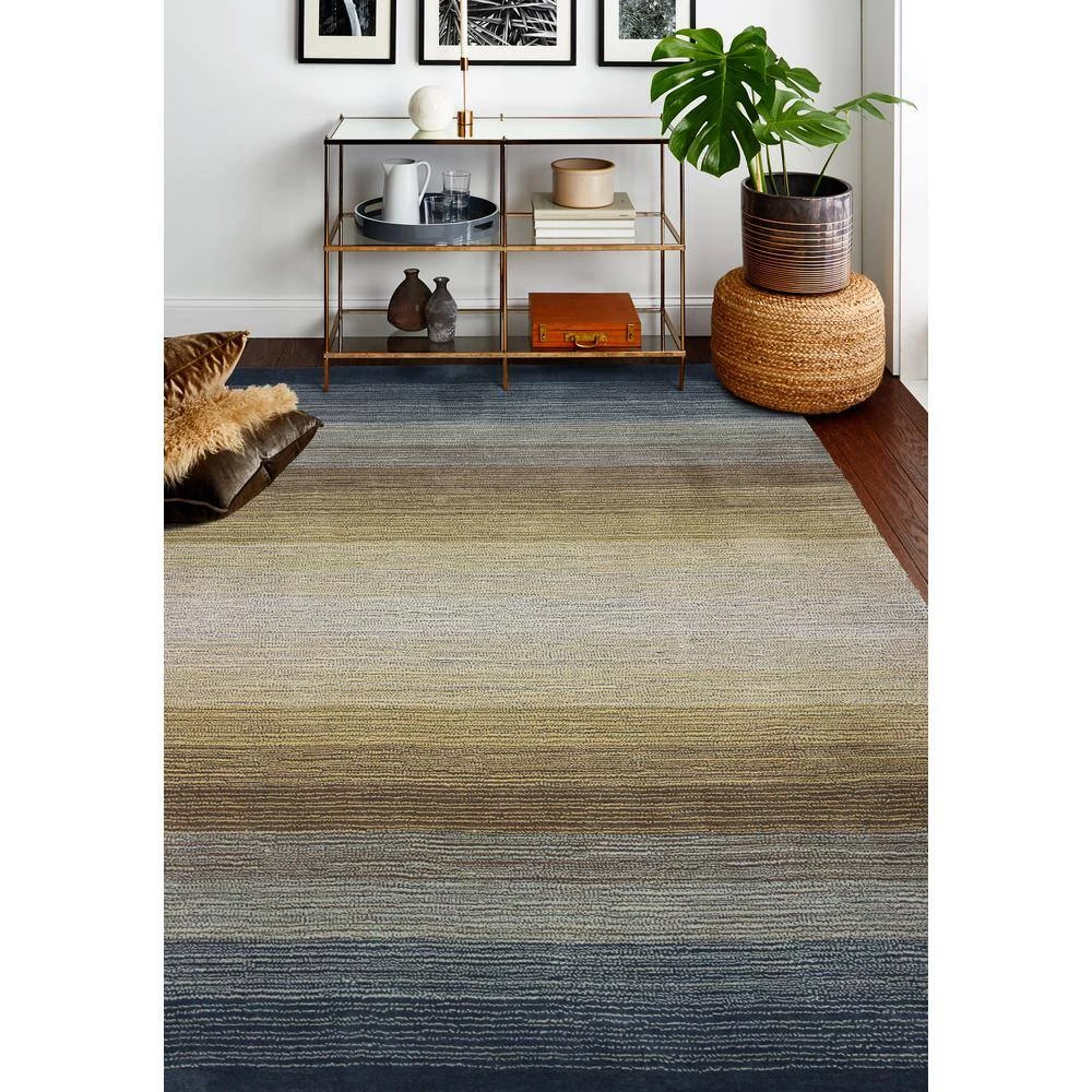 Contempo Lt. Blue 8 ft. x 10 ft. (7'6" x 9'6") Striped Contemporary Area Rug by BASHIAN 2 Contempo Lt. Blue 8 ft. x 10 ft. (7'6" x 9'6") Striped Contemporary Area Rug by BASHIAN - Image 2