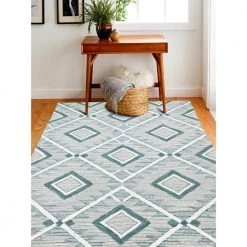Venezia Teal 8 ft. x 10 ft. (7 ft. 6 in. x 9 ft. 6 in.) Geometric Transitional Area Rug by BASHIAN -BASHIAN Shop teal bashian area rugs 649652305448 31 1000