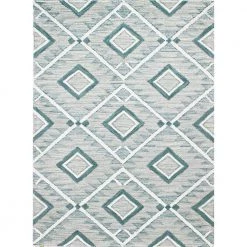 Venezia Teal 8 ft. x 10 ft. (7 ft. 6 in. x 9 ft. 6 in.) Geometric Transitional Area Rug by BASHIAN
