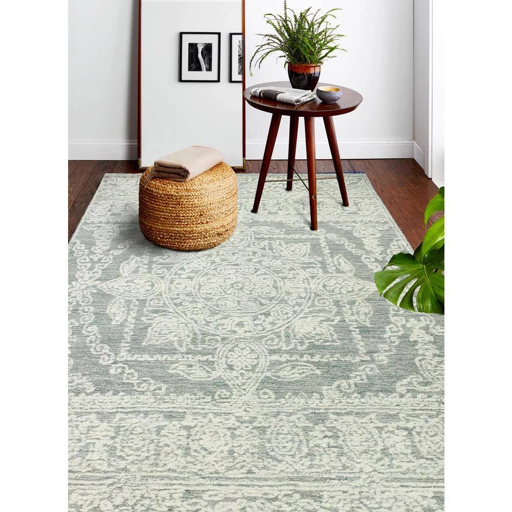 Verona Teal 9 ft. x 12 ft. (8'6" x 11'6") Geometric Transitional Area Rug by BASHIAN 6 Verona Teal 9 ft. x 12 ft. (8'6" x 11'6") Geometric Transitional Area Rug by BASHIAN - Image 6