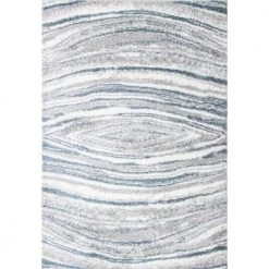 Andes White/Blue 5 ft. x 8 ft. (5' x 7'6") Geometric Contemporary Area Rug by BASHIAN